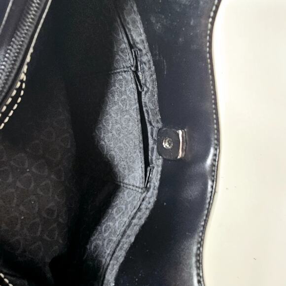 Liz Claiborne Shoulder Bag Cream Black Patent Leather Handbag Classiccore Preppy - Picture 9 of 13